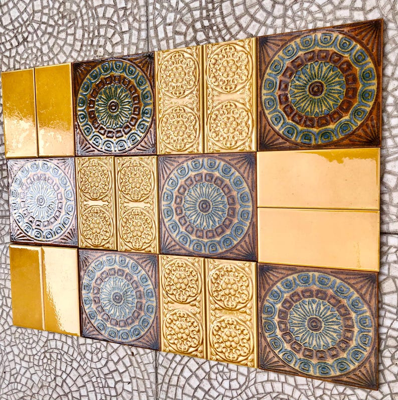 Brutalist style border tiles from Spain — set of 12, photo 4 of 9