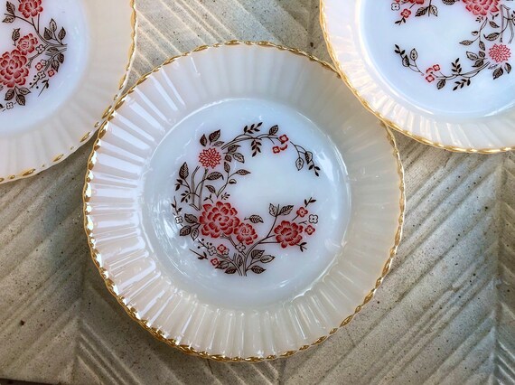 marrone stile vintage in porcellana Set di piatti da dessert 4 pezzi 