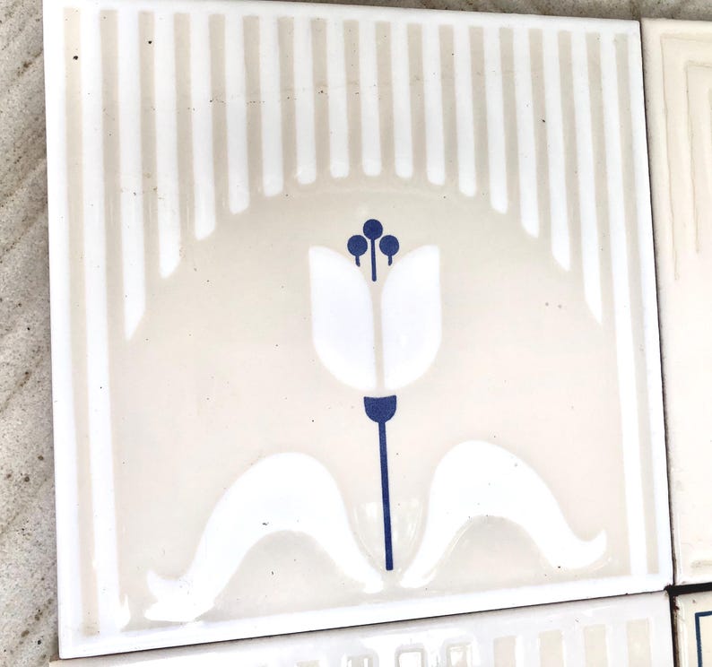 70s pink, beige, blue retro tiles — set of 6, photo 7 of 10