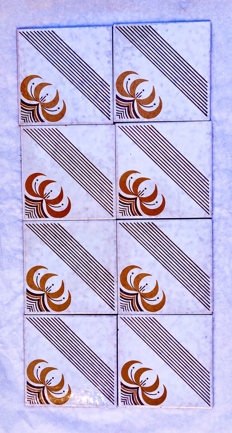 8 mid century majolica Fat Lava tiles from Spain, photo 7 of 10