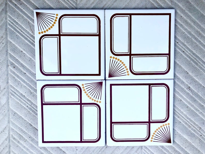 Spanish vintage tiles from the 70s – Brown + mustard yellow, photo 6 of 10