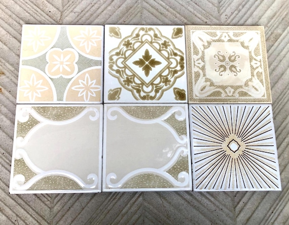 6 Spanish 70s MCM tiles – Original vintage decorative retro tiles