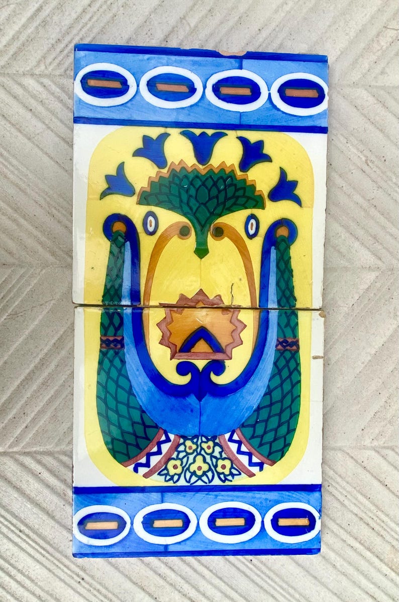 Original Art Nouveau tiles – Vintage hand painted Spanish tiles from the 10s - 20s, photo 7 of 9