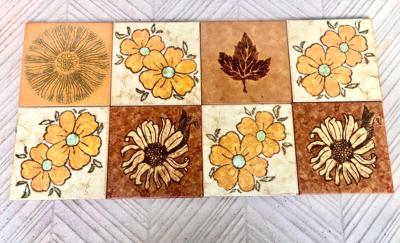 8 original Unused mid century retro Fat Lava tiles from Spain, photo 5 of 10