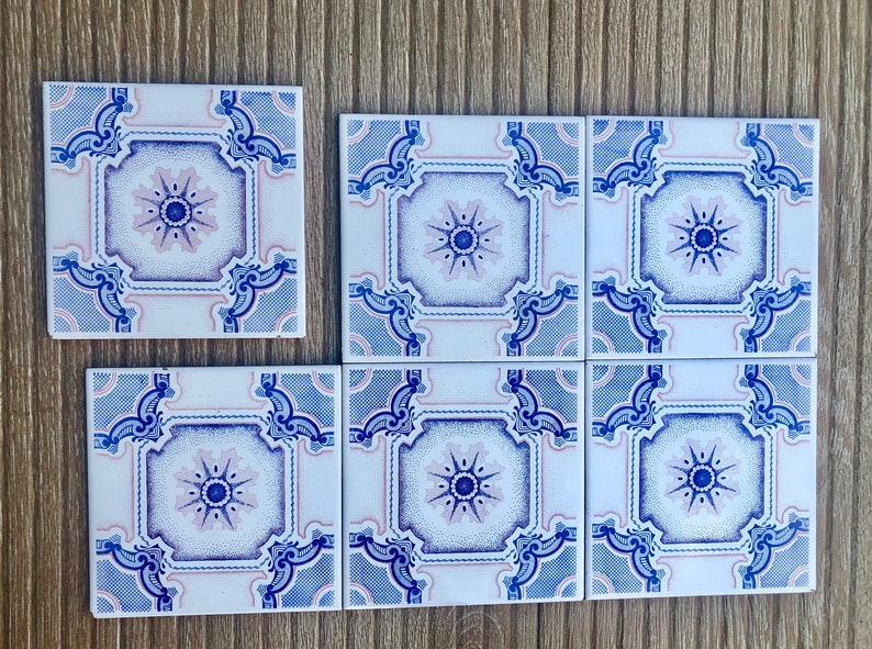 70s blue, pink retro tiles – 6 pcs, photo 6 of 10