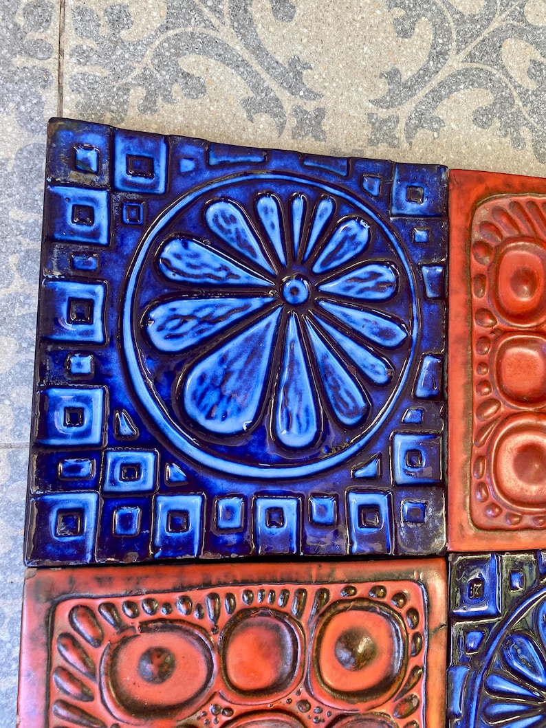 Last 4 tiles – Fat Lava 60s - 70s wall plaques, tiles / trivets, photo 10 of 10