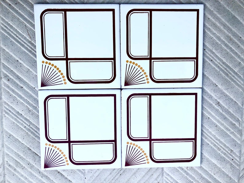 Spanish vintage tiles from the 70s – Brown + mustard yellow, photo 8 of 10