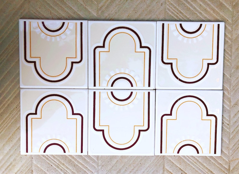 60s 70s vintage tiles Unused — set of 6, photo 2 of 10