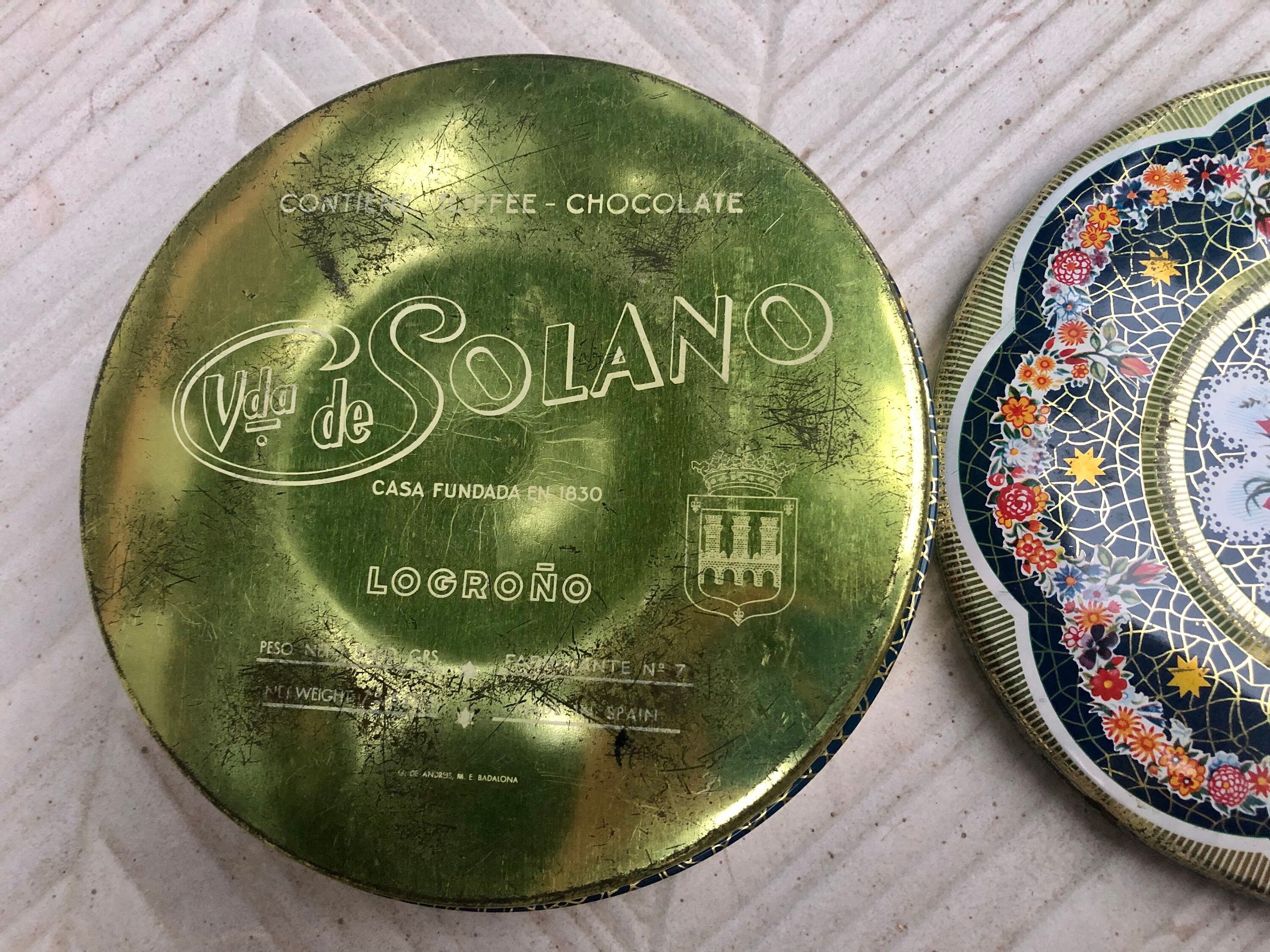 50s - 60s Vintage Tin Can. Metallic Container. Beautiful Art Nouveau Floral  Design in Blue and Gold. Made in Spain by F. Solano in Logroño - Etsy
