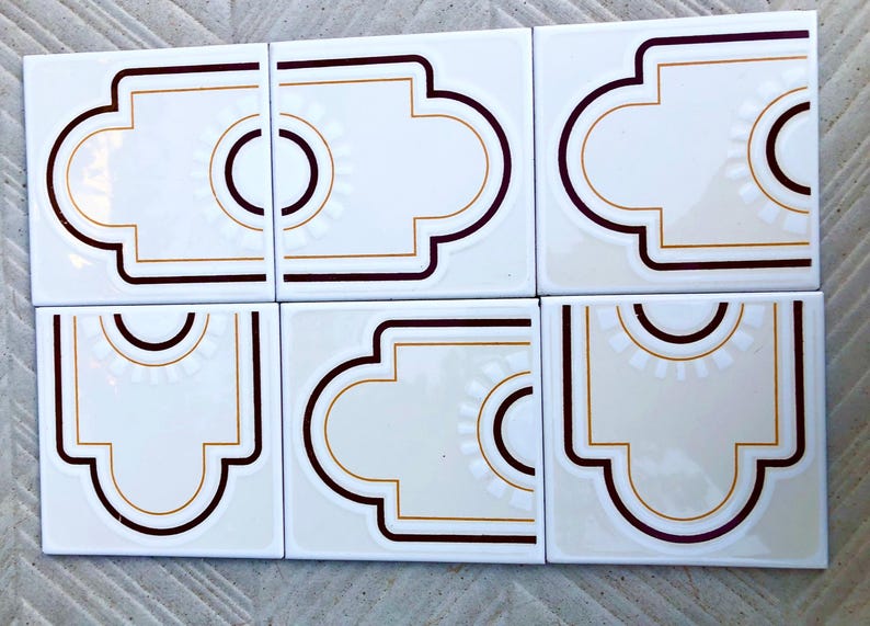 60s 70s vintage tiles Unused — set of 6, photo 3 of 10