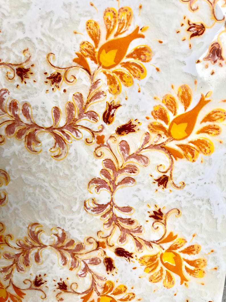 60s 70s German orange retro tiles — set of 6, photo 2 of 8