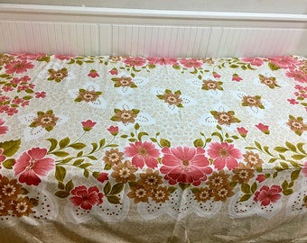 Dessus De Lit Vintage Grand-mère Jardin Fleuri - Pièce Unique Piquée Main, 70x88 Pouces