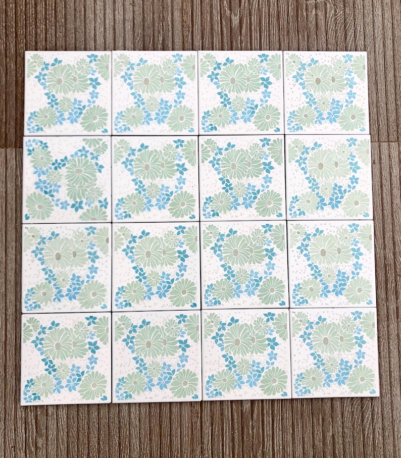 Spanish 60s 70s vintage tiles — set of 16, photo 4 of 8
