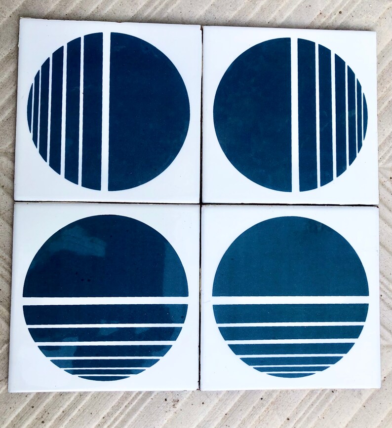 Spanish 60s 70s vintage tiles Salvaged, by Azulejos la Estrella — set of 4, photo 3 of 9