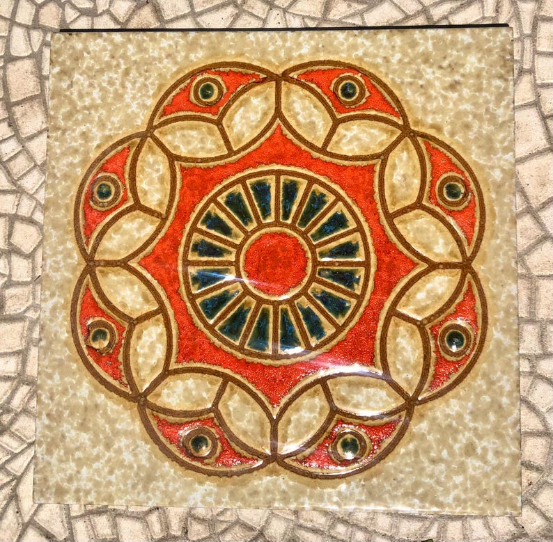 Fat Lava 60 - 70s wall plaque, tile / trivet, photo 3 of 9