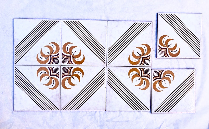8 mid century majolica Fat Lava tiles from Spain, photo 9 of 10