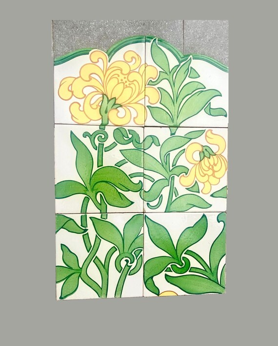 Original Art Nouveau border tiles — set of 6