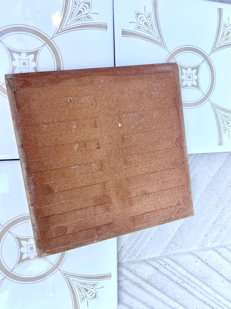 70s Spanish vintage tiles – White + brown retro tiles — set of 4, photo 6 of 6