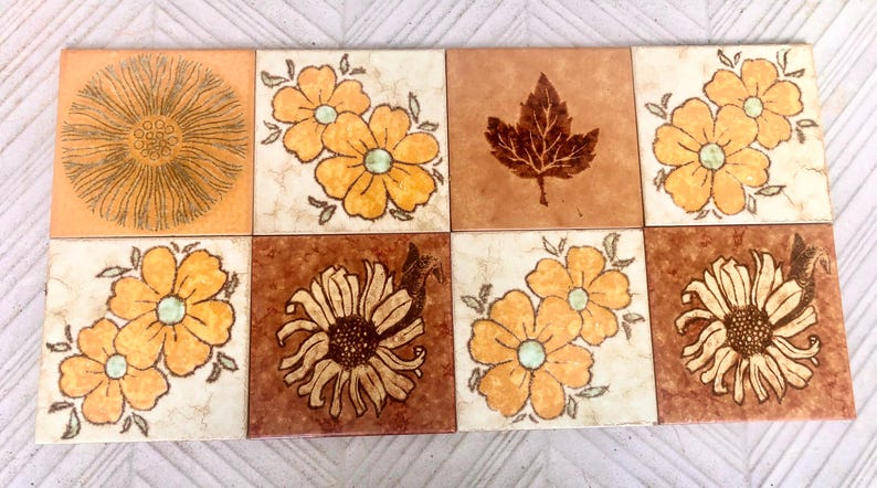 8 original Unused mid century retro Fat Lava tiles from Spain, photo 2 of 10