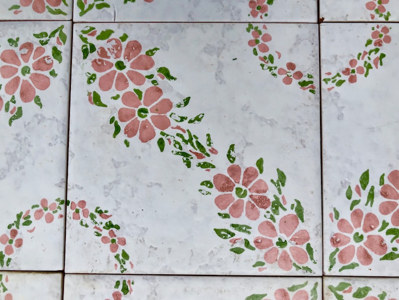 Spanish 60s 70s pink and black tiles — set of 24, photo 9 of 10