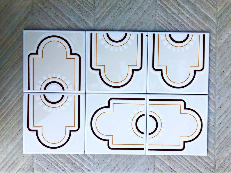 60s 70s vintage tiles Unused — set of 6, photo 5 of 10