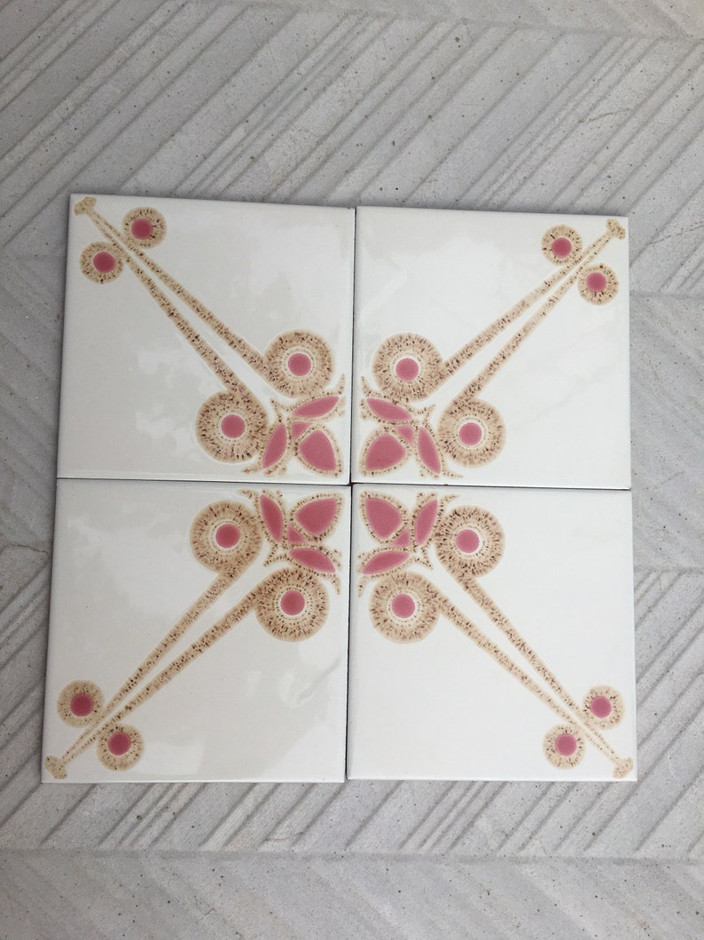 4 pc - 70s vintage tiles – Mid century red, brown Fat Lava tiles from Spain, photo 9 of 10