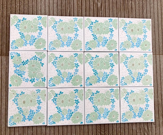 Spanish 60s 70s vintage tiles — set of 12