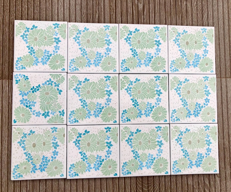 Spanish 60s 70s vintage tiles — set of 12, photo 1 of 8