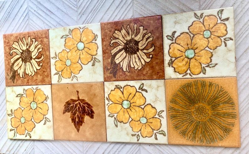 8 original Unused mid century retro Fat Lava tiles from Spain, photo 4 of 10
