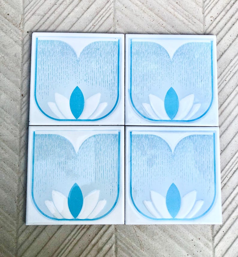 Vintage 70s tiles from Spain — set of 4, photo 2 of 10