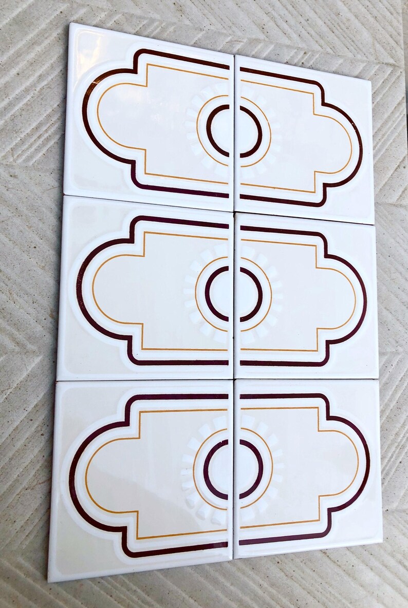 60s 70s vintage tiles Unused — set of 6, photo 8 of 10