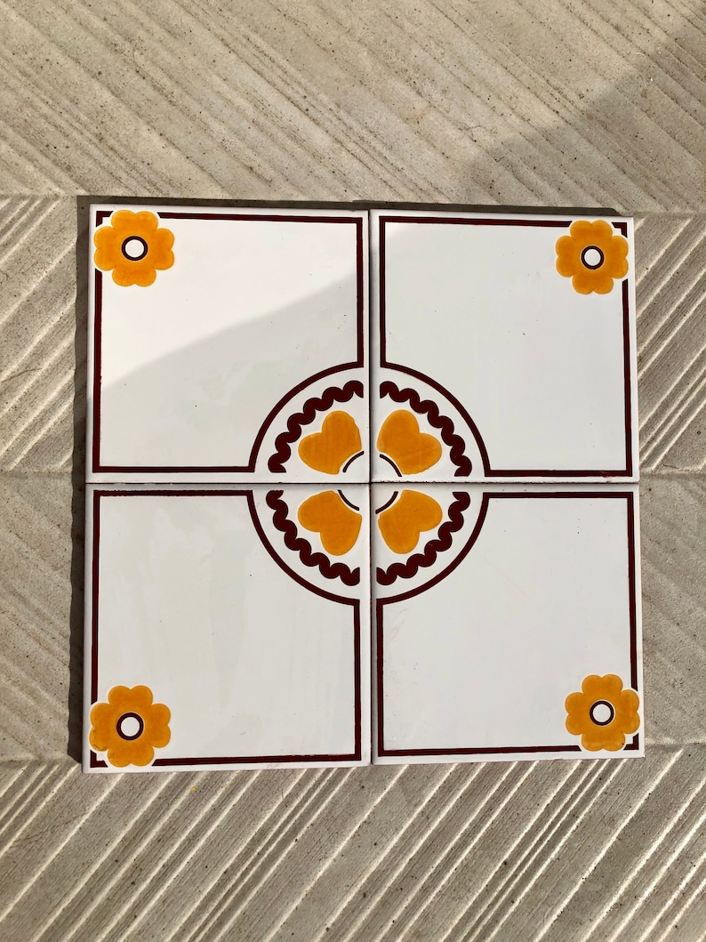 Spanish vintage tiles from the 70s – Brown + orange - yellow, photo 8 of 10