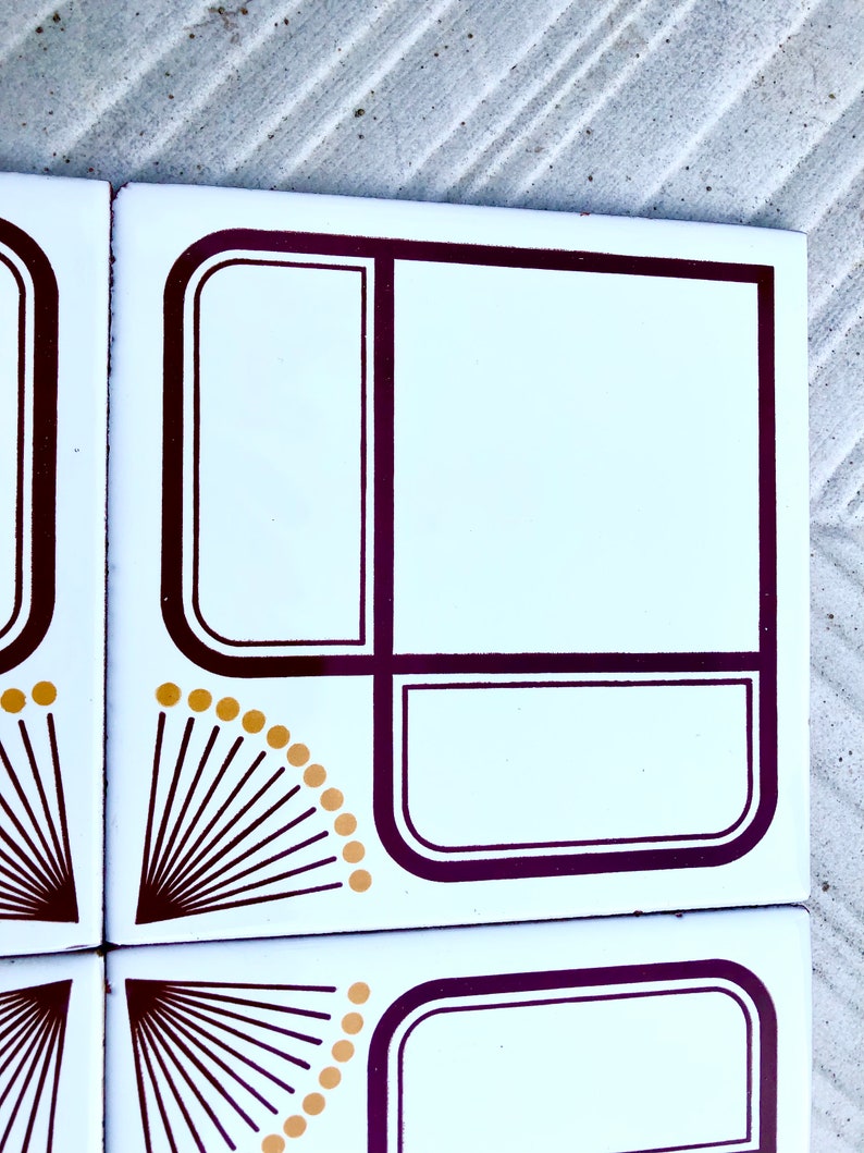 Spanish vintage tiles from the 70s – Brown + mustard yellow, photo 4 of 10
