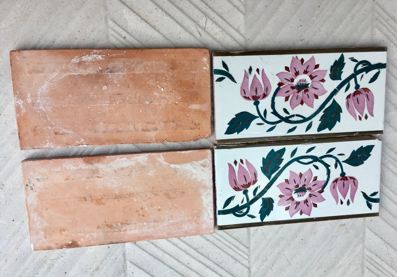 Art Nouveau 100 year old vintage tile, 20 x 10 cm, photo 6 of 7