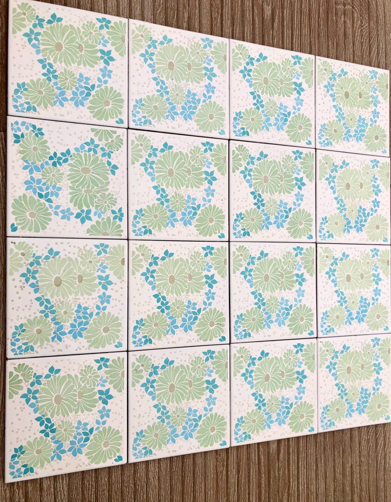 Spanish 60s 70s vintage tiles — set of 16, photo 6 of 8