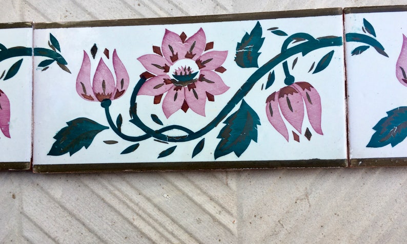 Art Nouveau 100 year old vintage tiles, 4 pc, photo 3 of 10