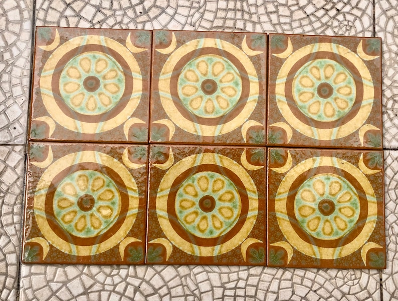 Original 70s retro tiles – 6 pcs Brown, blue, terracotta, photo 10 of 10