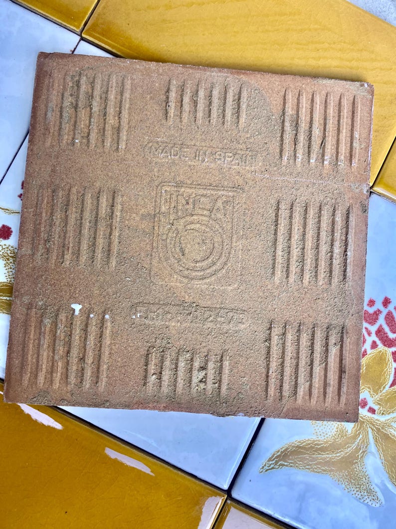 Vintage 70s tiles – 4 pc botanic - Fat Lava Original salvaged retro tiles, photo 8 of 8
