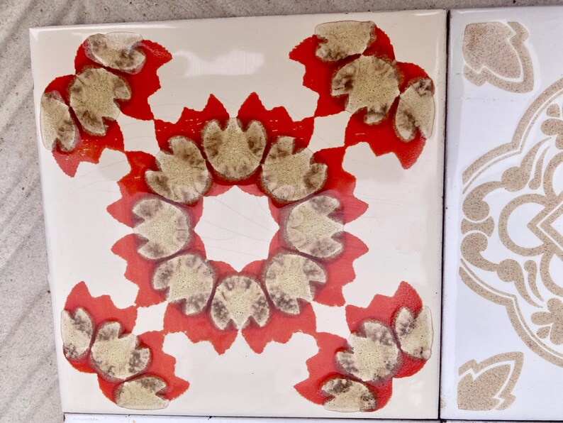 Spanish vintage brutalist 70s tiles — set of 6, photo 8 of 10