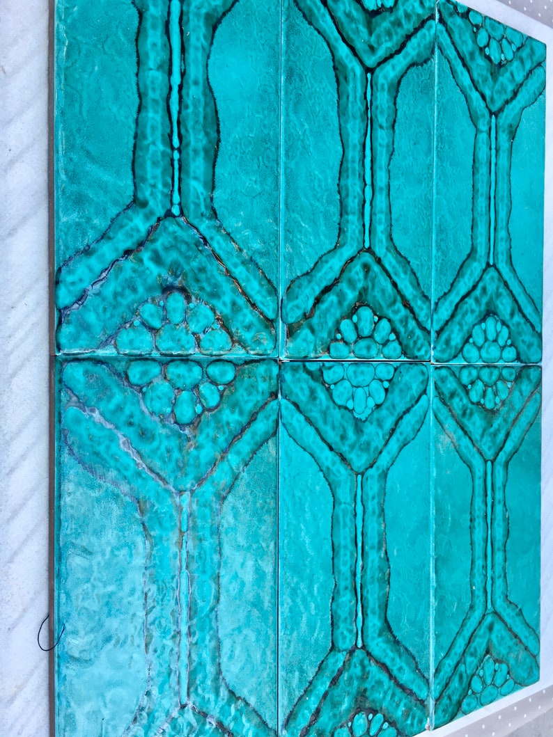 Spanish vintage glazed tiles from the 70s. Turquoise blue and Etsy