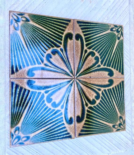 Original 70s vintage brutalist tiles — set of 4