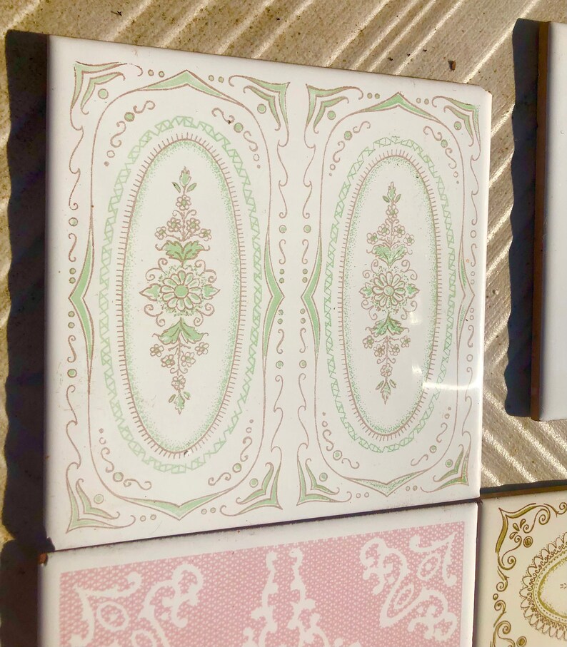 60s 70s vintage tiles Seconds, with some chips — set of 4, photo 8 of 10