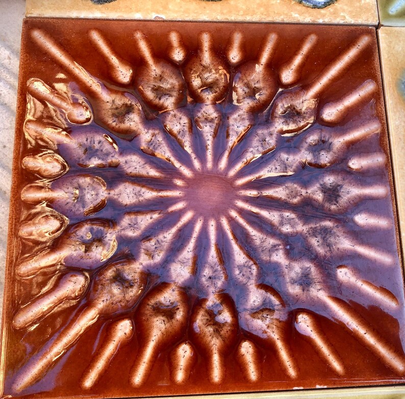 70s vintage glazed retro tiles — set of 16, photo 10 of 10