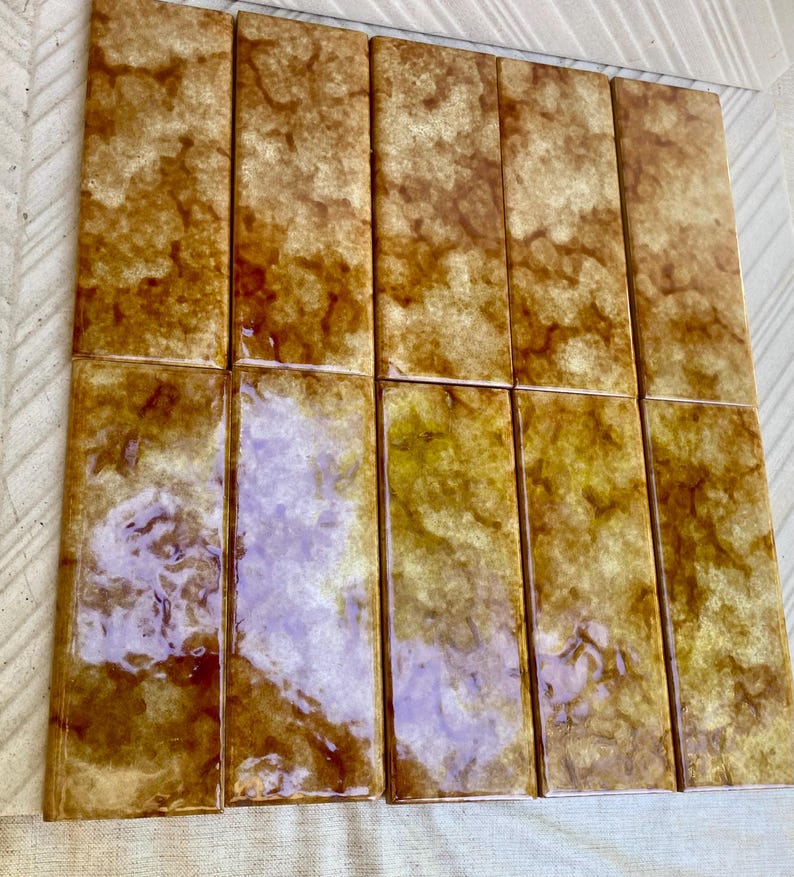 Spanish vintage Fat Lava tiles from the 70s — set of 10, photo 2 of 10