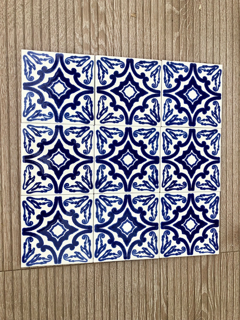 Spanish vintage geometric 70s tiles — set of 9, photo 5 of 8