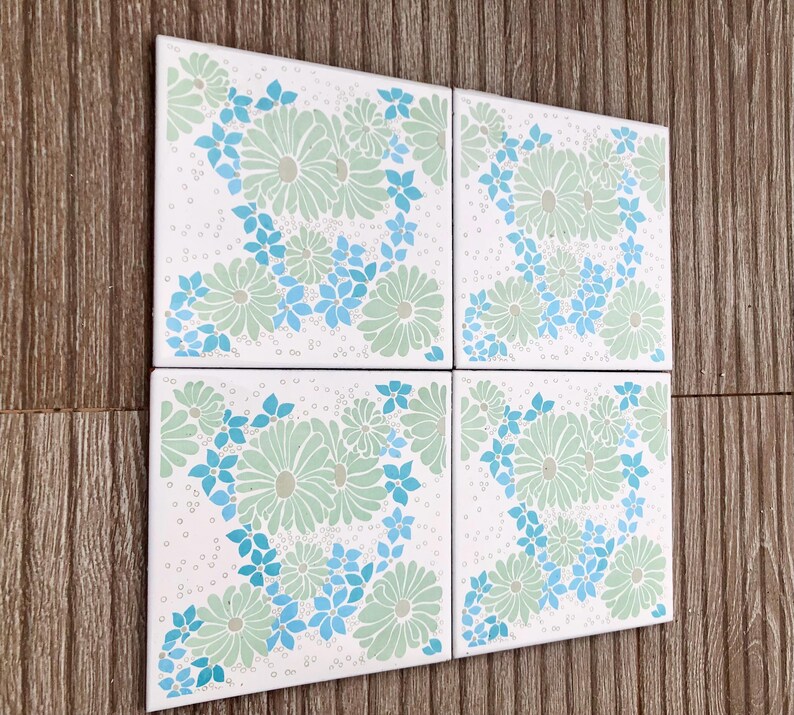 Spanish 60s 70s vintage tiles — set of 4, photo 4 of 7