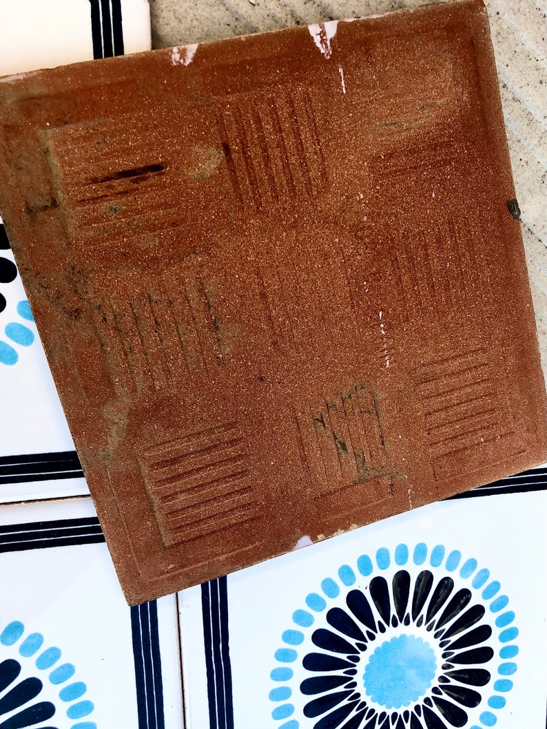 Spanish 60s 70s vintage tiles Unused – 4 pc blue daisy retro tiles, photo 8 of 8