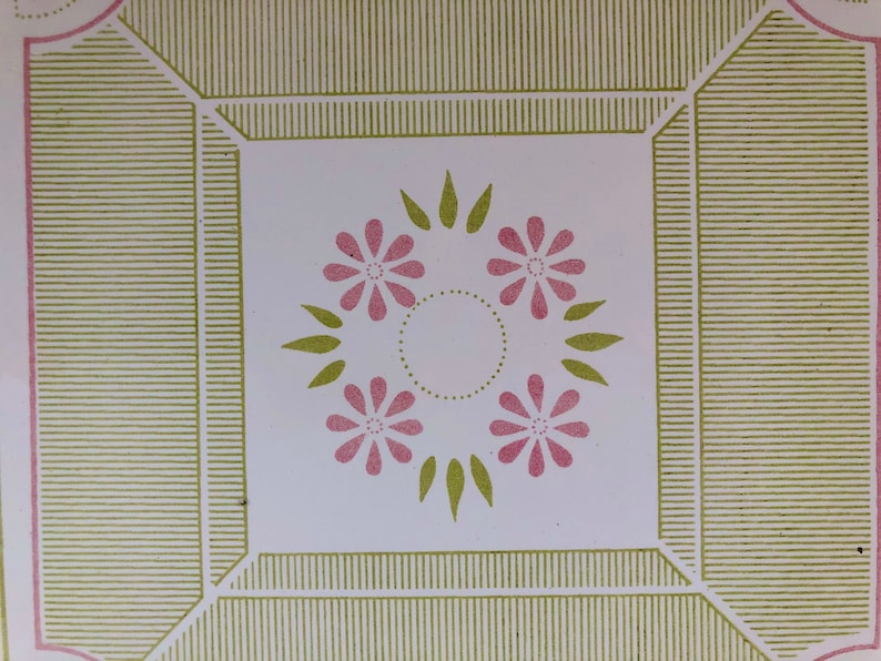 6 Spanish Original 70s green and pink decorative tiles, photo 2 of 10
