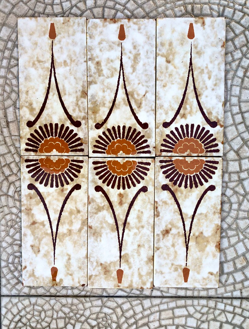 Spanish vintage Fat Lava tiles from the 70s — set of 6, photo 2 of 10