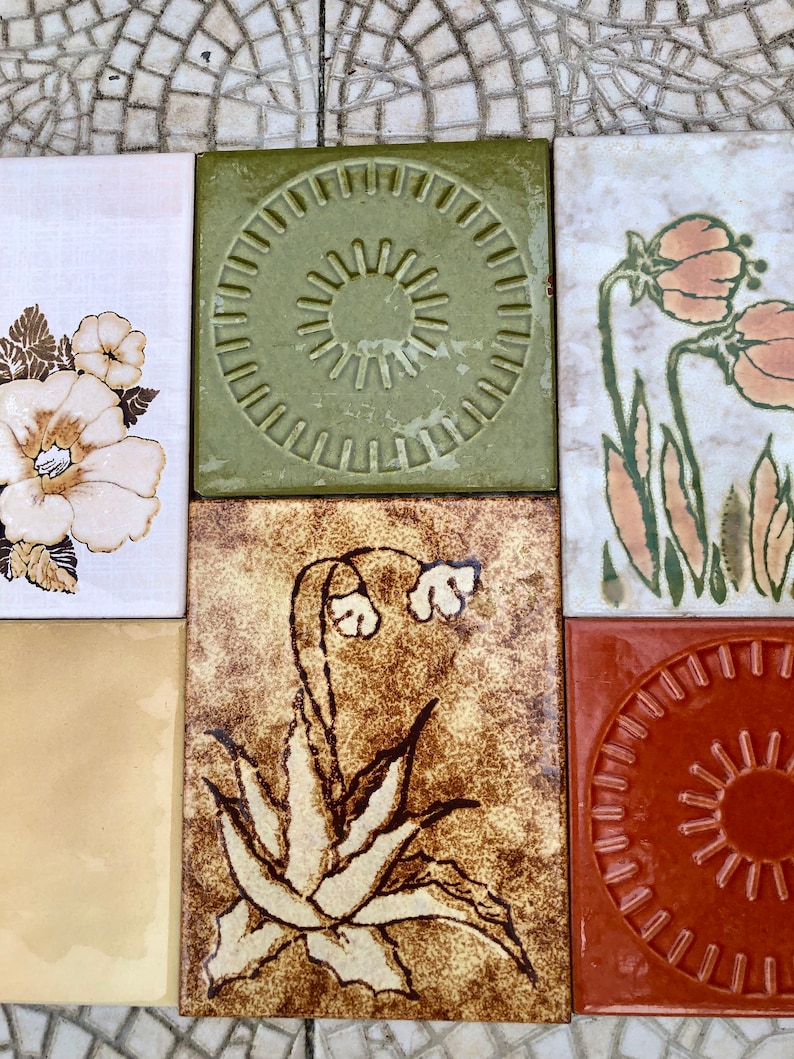 20 ORIGINAL Vintage Tiles From the 60s - 70s. Orange, Brown Fat Lava ...